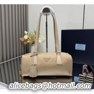 Best Price Prada Re-Nylon and leather medium top-handle bag with padlock 1BB127 Beige 2025