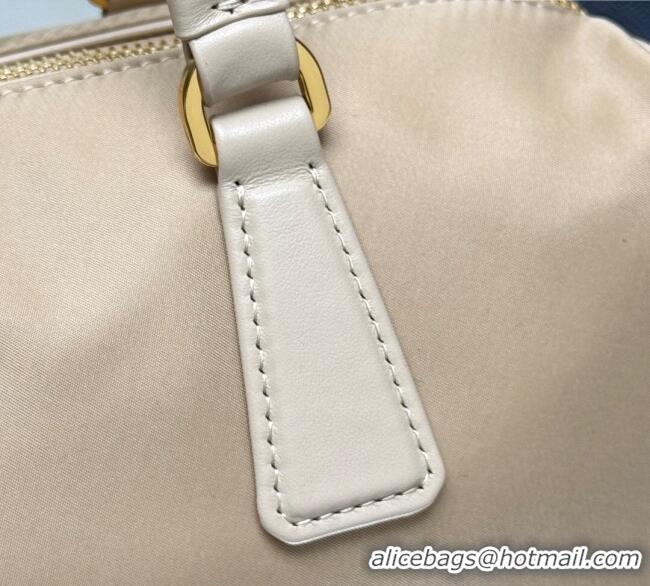 Best Price Prada Re-Nylon and leather medium top-handle bag with padlock 1BB127 Beige 2025