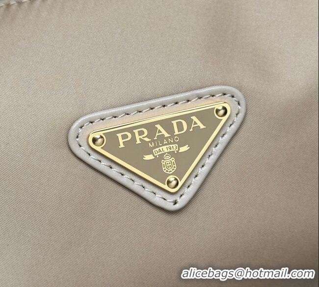 Best Price Prada Re-Nylon and leather medium top-handle bag with padlock 1BB127 Beige 2025