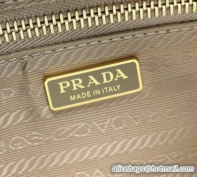 Best Price Prada Re-Nylon and leather medium top-handle bag with padlock 1BB127 Beige 2025