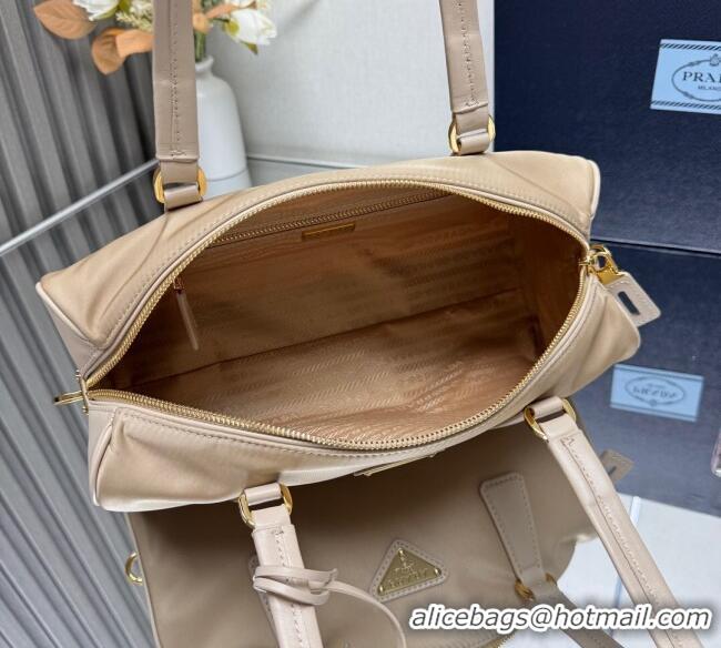 Best Price Prada Re-Nylon and leather medium top-handle bag with padlock 1BB127 Beige 2025