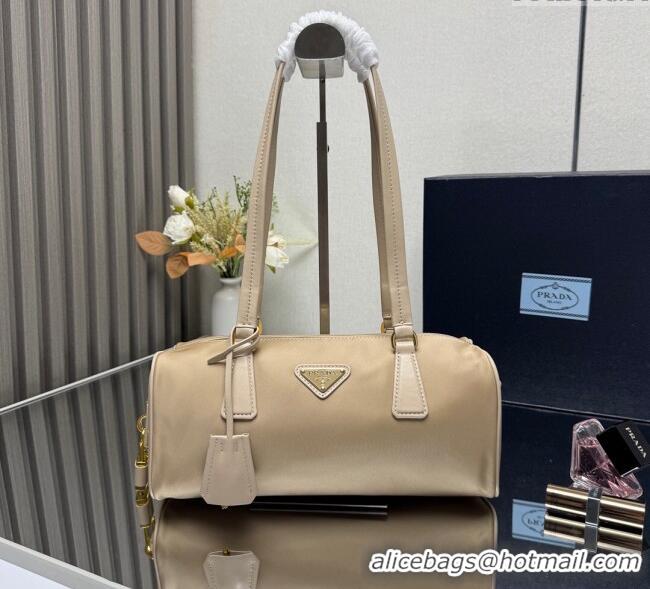 Best Price Prada Re-Nylon and leather medium top-handle bag with padlock 1BB127 Beige 2025