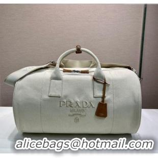 Trendy Design Prada Mens Canvas duffle bag 2VC051 White 2025