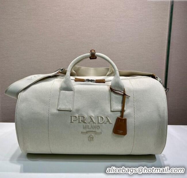 Trendy Design Prada Mens Canvas duffle bag 2VC051 White 2025