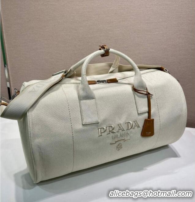 Trendy Design Prada Mens Canvas duffle bag 2VC051 White 2025