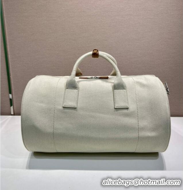 Trendy Design Prada Mens Canvas duffle bag 2VC051 White 2025