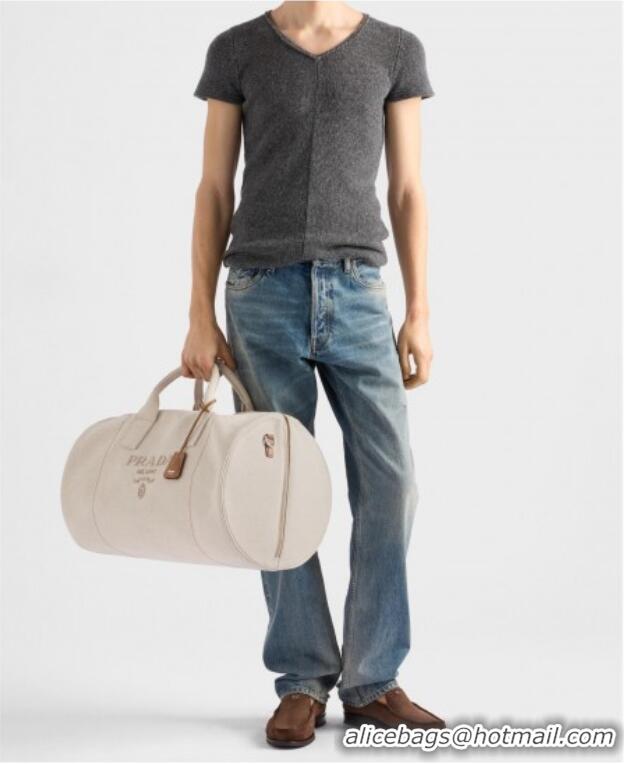 Trendy Design Prada Mens Canvas duffle bag 2VC051 White 2025