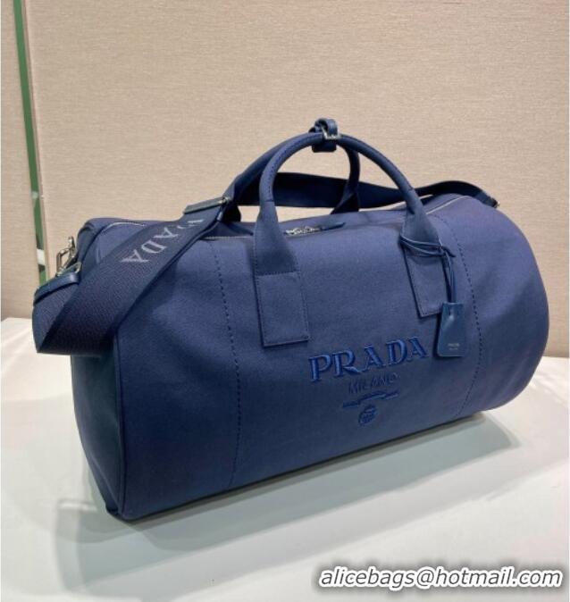 Luxury Discount Prada Mens Canvas duffle bag 2VC051 Blue 2025