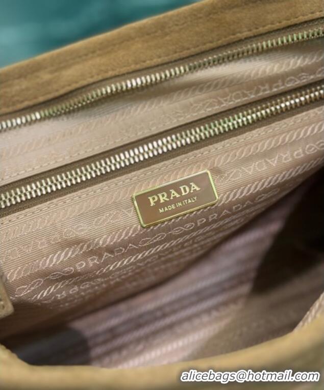 Grade Design Prada Bonnie large suede handbag 1BA433 Cinnamon Brown 2025