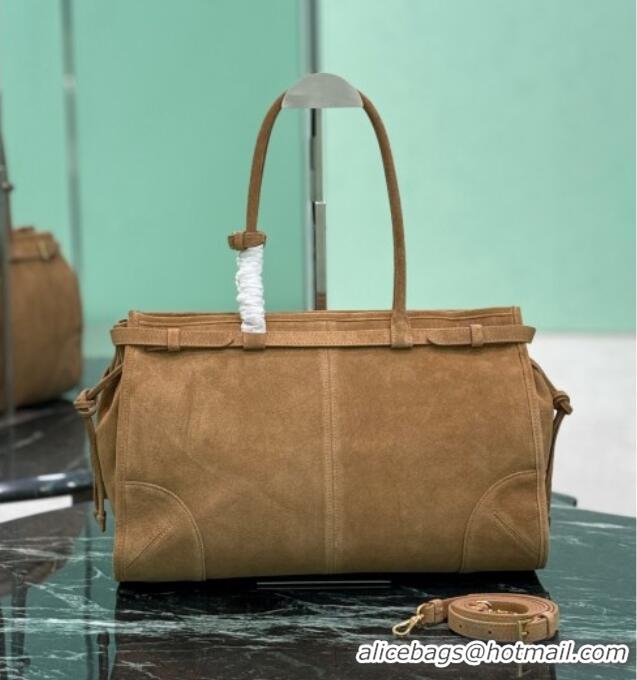 Grade Design Prada Bonnie large suede handbag 1BA433 Cinnamon Brown 2025