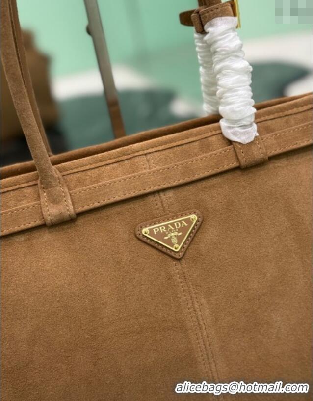 Grade Design Prada Bonnie large suede handbag 1BA433 Cinnamon Brown 2025