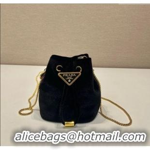 Grade Quality Prada Velvet mini pouch 1NR016 Black 2025
