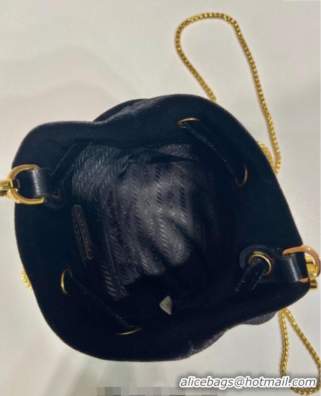 Grade Quality Prada Velvet mini pouch 1NR016 Black 2025