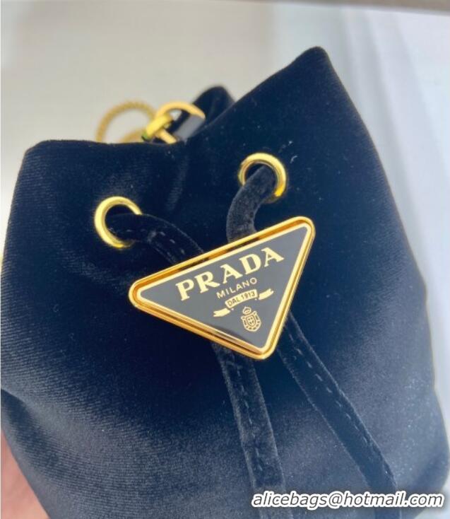 Grade Quality Prada Velvet mini pouch 1NR016 Black 2025