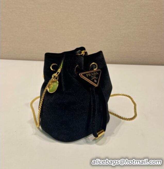 Grade Quality Prada Velvet mini pouch 1NR016 Black 2025