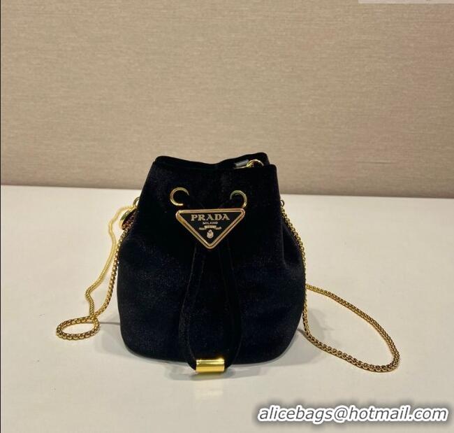 Grade Quality Prada Velvet mini pouch 1NR016 Black 2025