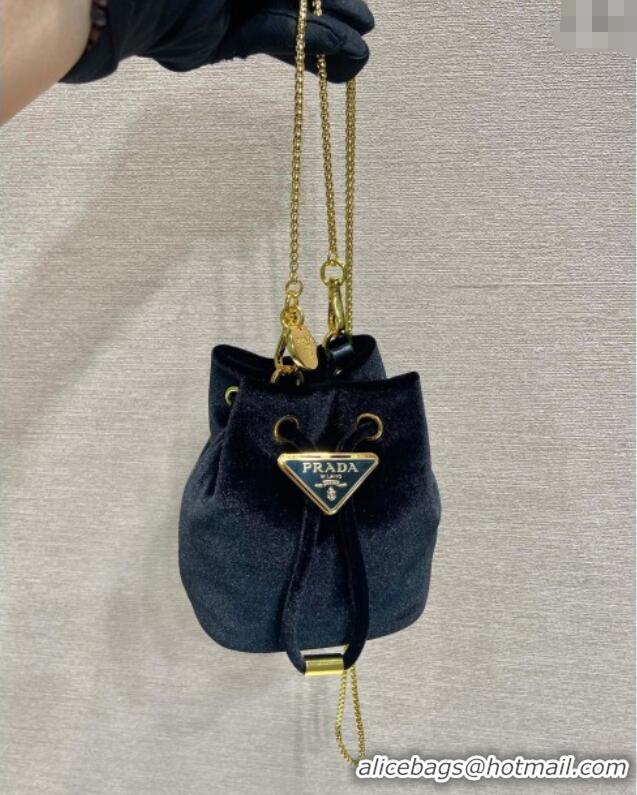 Grade Quality Prada Velvet mini pouch 1NR016 Black 2025