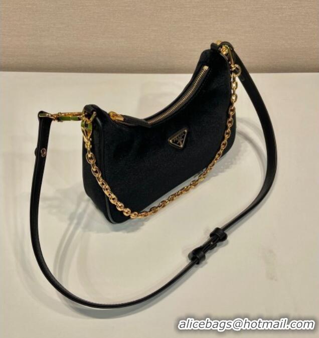 Affordable Price Prada Re-Edition mini velvet bag 1BC204 Black 2025