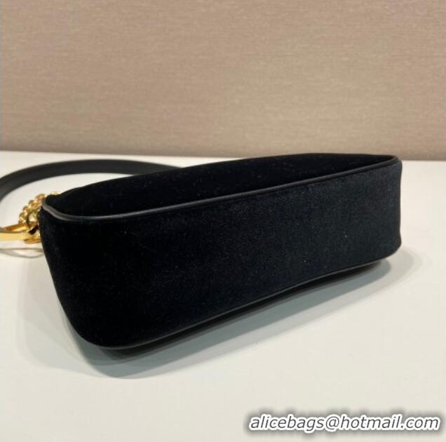 Affordable Price Prada Re-Edition mini velvet bag 1BC204 Black 2025