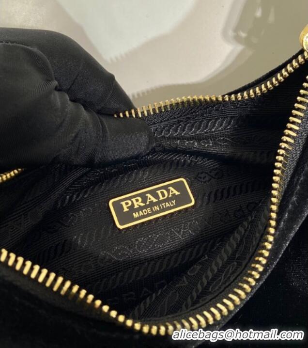 Affordable Price Prada Re-Edition mini velvet bag 1BC204 Black 2025