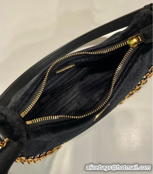 Affordable Price Prada Re-Edition mini velvet bag 1BC204 Black 2025