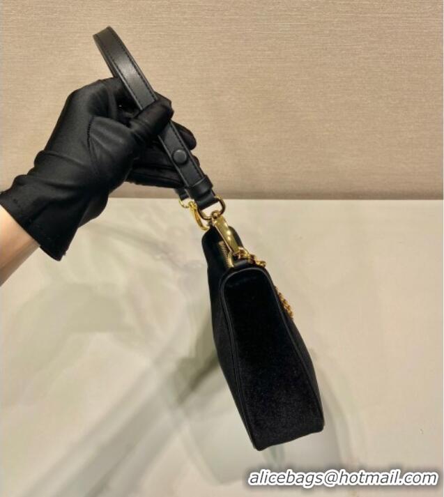 Affordable Price Prada Re-Edition mini velvet bag 1BC204 Black 2025