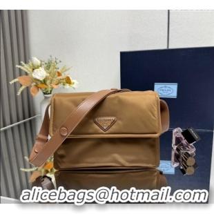 Unique Grade Prada Traveller small padded Re-Nylon shoulder bag 1BD313 Brandy Brown 2025