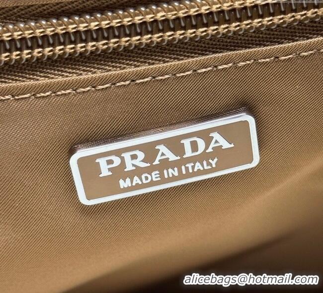 Unique Grade Prada Traveller small padded Re-Nylon shoulder bag 1BD313 Brandy Brown 2025