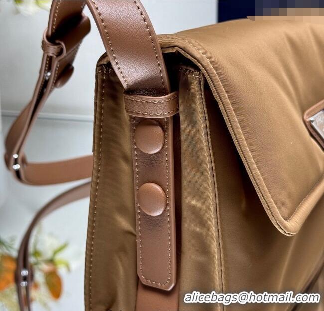 Unique Grade Prada Traveller small padded Re-Nylon shoulder bag 1BD313 Brandy Brown 2025