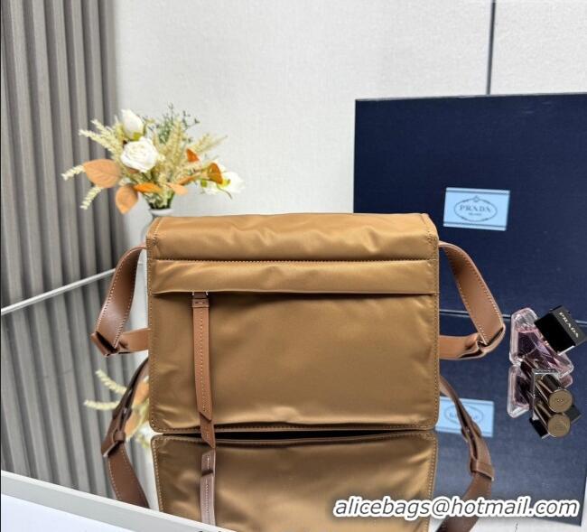 Unique Grade Prada Traveller small padded Re-Nylon shoulder bag 1BD313 Brandy Brown 2025