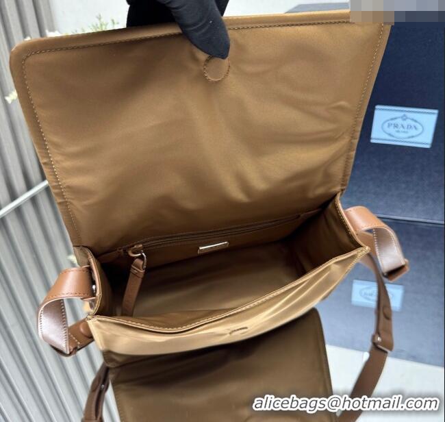 Unique Grade Prada Traveller small padded Re-Nylon shoulder bag 1BD313 Brandy Brown 2025