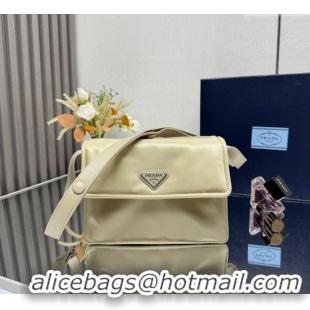 Well Crafted Prada Traveller small padded Re-Nylon shoulder bag 1BD313 Light Yellow 2025