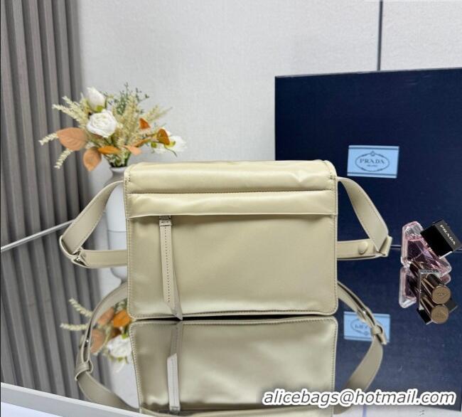 Well Crafted Prada Traveller small padded Re-Nylon shoulder bag 1BD313 Light Yellow 2025