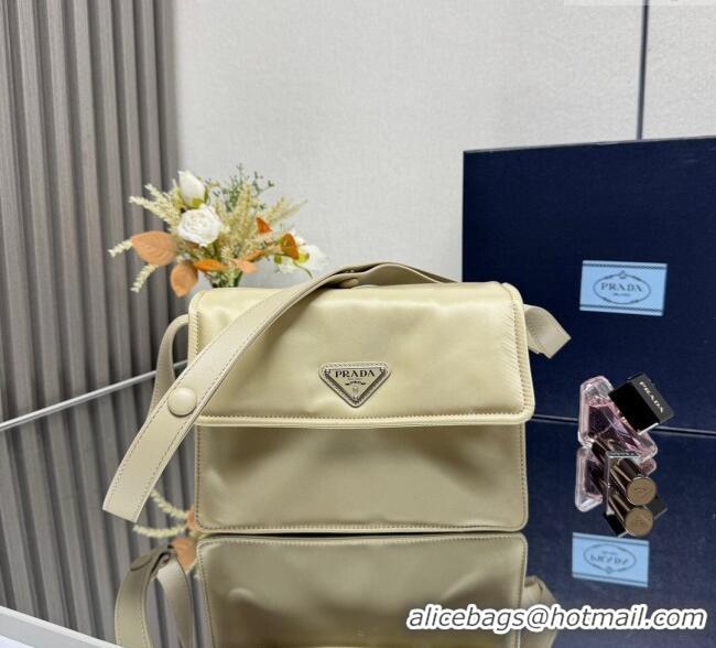 Well Crafted Prada Traveller small padded Re-Nylon shoulder bag 1BD313 Light Yellow 2025