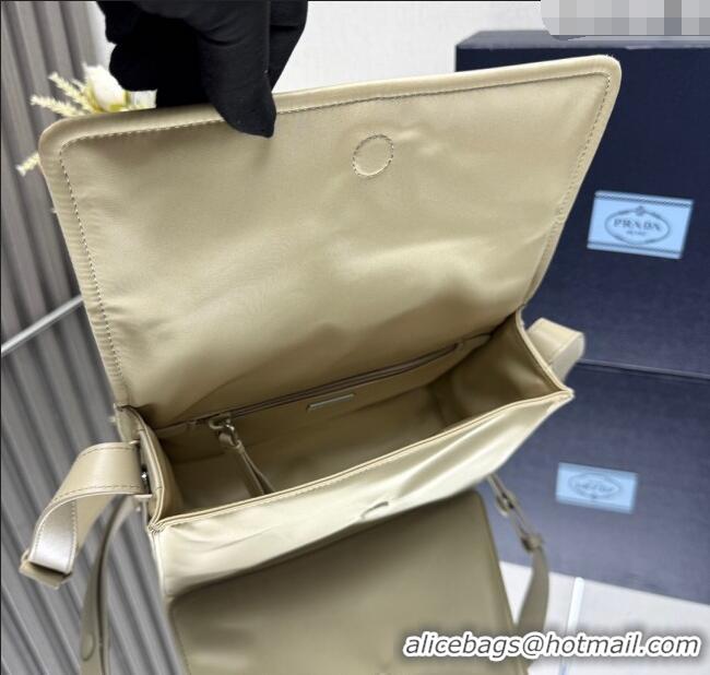 Well Crafted Prada Traveller small padded Re-Nylon shoulder bag 1BD313 Light Yellow 2025