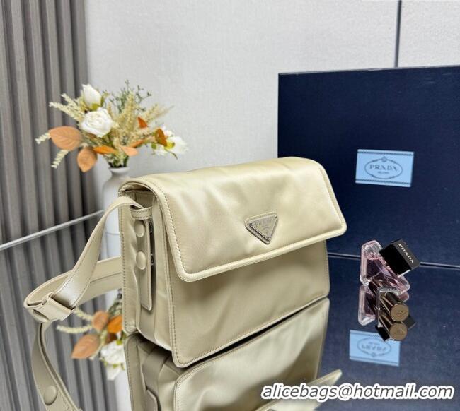 Well Crafted Prada Traveller small padded Re-Nylon shoulder bag 1BD313 Light Yellow 2025