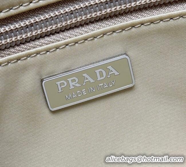 Well Crafted Prada Traveller small padded Re-Nylon shoulder bag 1BD313 Light Yellow 2025