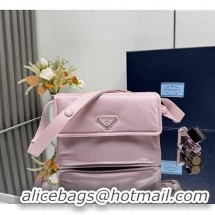 Luxury Cheap Prada Traveller small padded Re-Nylon shoulder bag 1BD313 Pink 2025