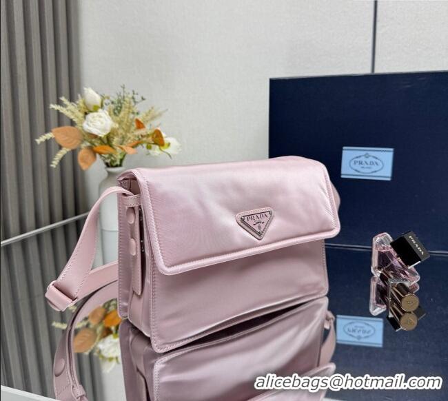 Luxury Cheap Prada Traveller small padded Re-Nylon shoulder bag 1BD313 Pink 2025
