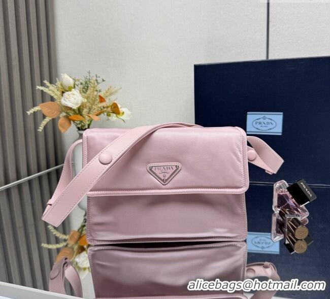 Luxury Cheap Prada Traveller small padded Re-Nylon shoulder bag 1BD313 Pink 2025