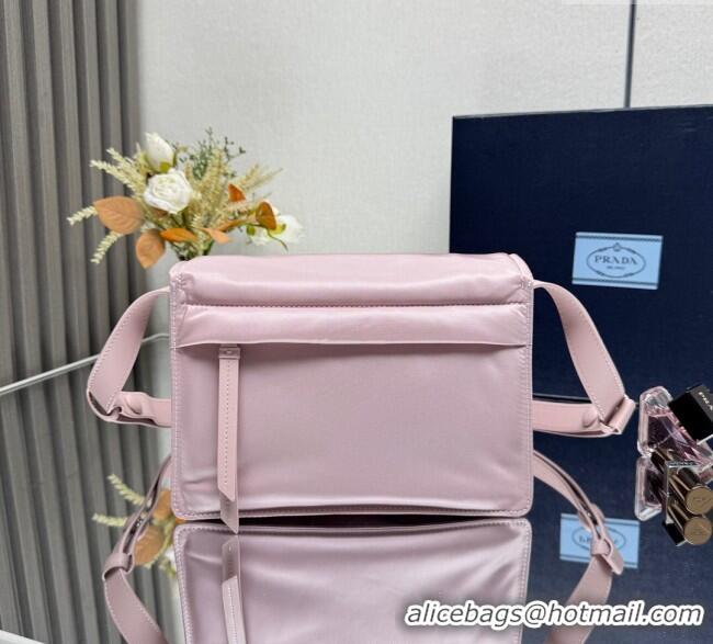 Luxury Cheap Prada Traveller small padded Re-Nylon shoulder bag 1BD313 Pink 2025