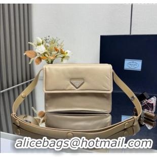 Good Looking Prada Traveller small padded Re-Nylon shoulder bag 1BD313 Beige 2025