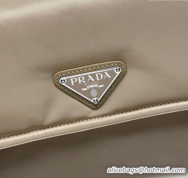 Good Looking Prada Traveller small padded Re-Nylon shoulder bag 1BD313 Beige 2025