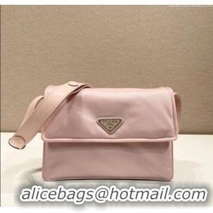 Unique Discount Prada Traveller small padded Re-Nylon shoulder bag 1BD313 Light Pink 2025