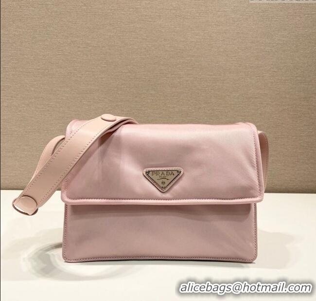 Unique Discount Prada Traveller small padded Re-Nylon shoulder bag 1BD313 Light Pink 2025