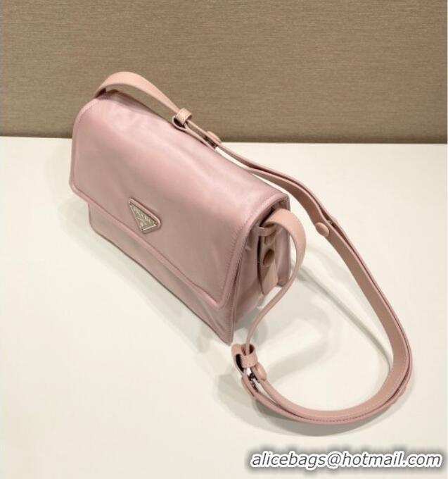 Unique Discount Prada Traveller small padded Re-Nylon shoulder bag 1BD313 Light Pink 2025