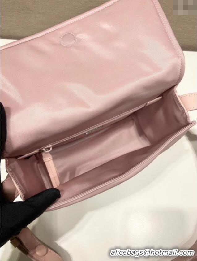 Unique Discount Prada Traveller small padded Re-Nylon shoulder bag 1BD313 Light Pink 2025