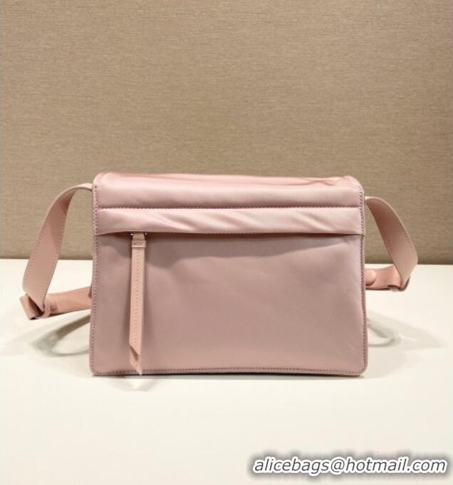 Unique Discount Prada Traveller small padded Re-Nylon shoulder bag 1BD313 Light Pink 2025