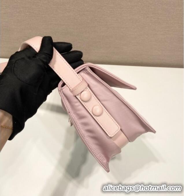 Unique Discount Prada Traveller small padded Re-Nylon shoulder bag 1BD313 Light Pink 2025