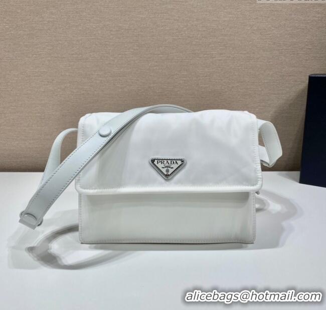 Trendy Design Prada Traveller small padded Re-Nylon shoulder bag 1BD313 White 2025